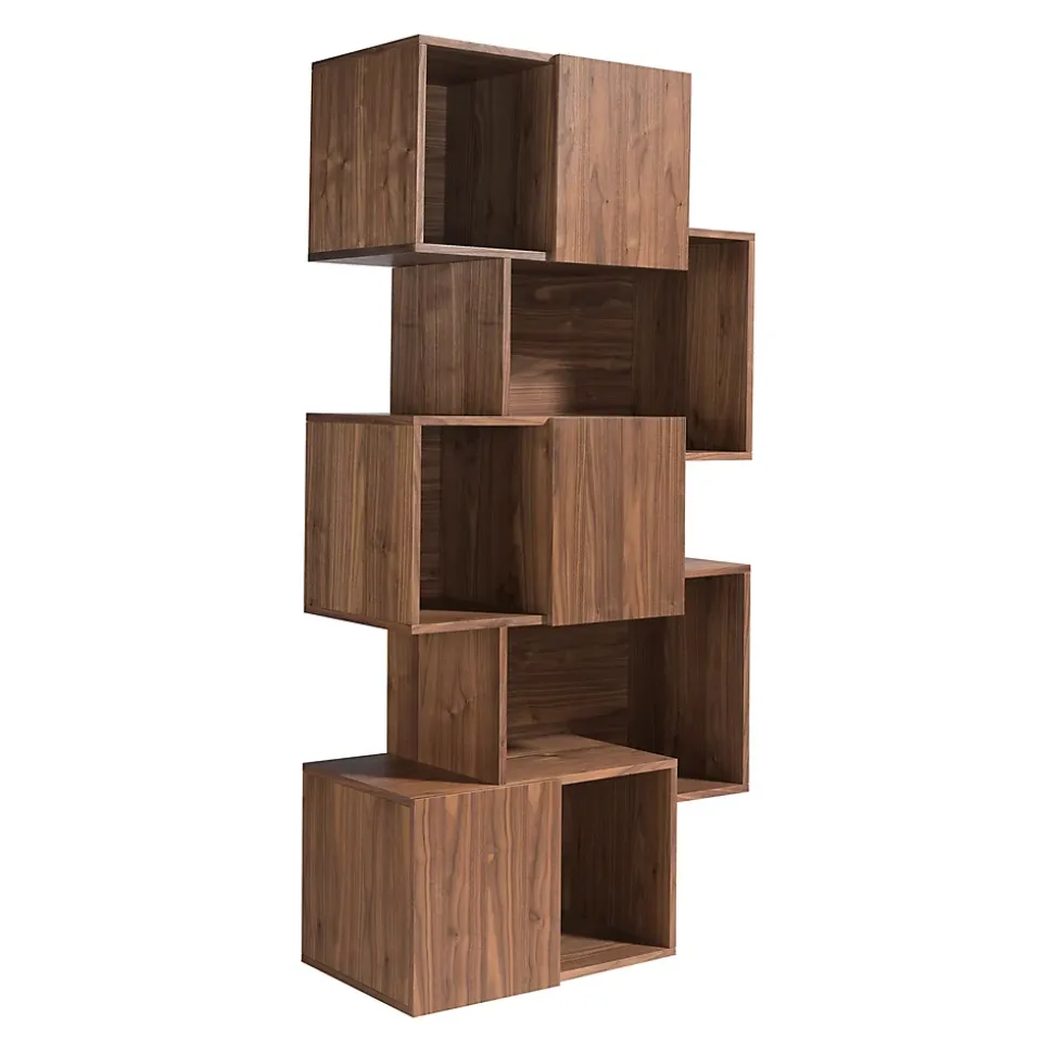 Étagère en bois de noyer élégante avec portes en acier chromé
