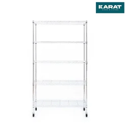 Étagère en métal avec roulettes Maya 5 Étagères 89 x 34 x 150 cm Chromé Charge Max 120 kg - Floordirekt
