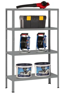 Étagère en métal gris Schulte Regalwelt Powermax H. 200 x L. 100 x P. 50 cm