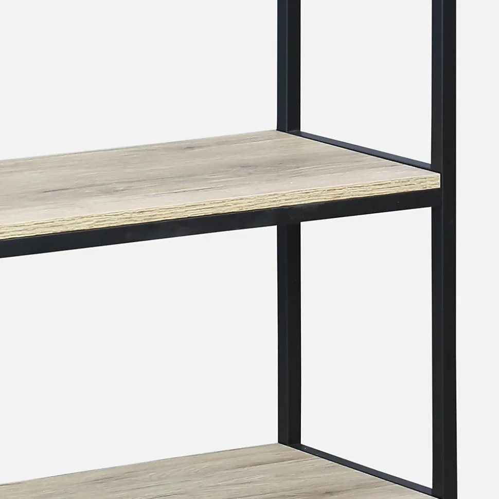 Étagère en métal noir et décor bois - Loft - bibliothèque 3 niveaux. 120x30x80cm