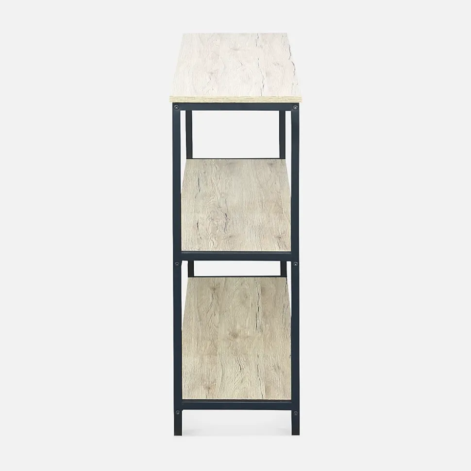 Étagère en métal noir et décor bois - Loft - bibliothèque 3 niveaux. 120x30x80cm