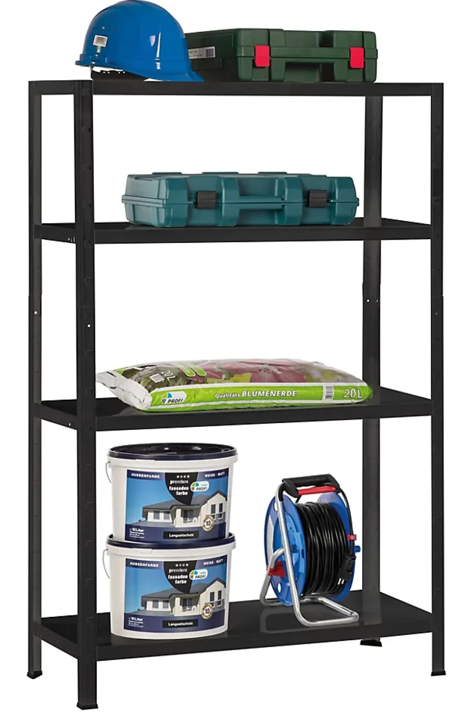 Étagère en métal noir Schulte Regalwelt Powermax H. 200 x L. 100 x P. 50 cm