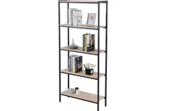 Étagère haute en bois de chêne nordique avec pieds en métal noir - Longueur 80 x Profondeur 28 x Hauteur 180 cm