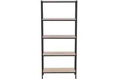 Étagère haute en bois de chêne nordique avec pieds en métal noir - Longueur 80 x Profondeur 28 x Hauteur 180 cm
