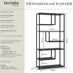 Étagère look industriel pieds en plastique réglables en hauteur