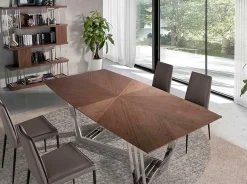 Étagère Moderne en Noyer et Acier Inoxydable Chromé pour Intérieur Élégant