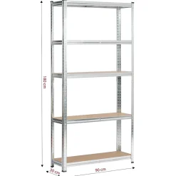 Étagère modulable 90 cm acier galvanisé charge maximale 875kg - L90xP30xH180 cm