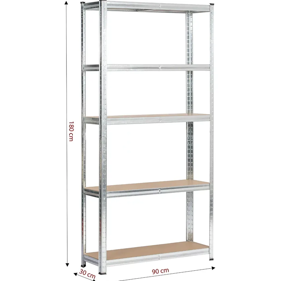 Étagère modulable 90 cm acier galvanisé charge maximale 875kg - L90xP30xH180 cm