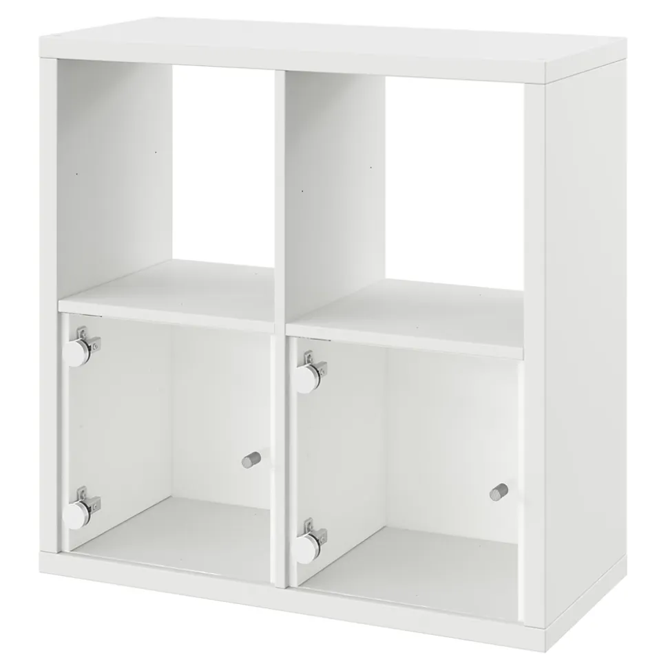 Étagère modulable 4 cubes avec 2 portes en verre GoodHome Mixxit blanc