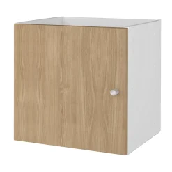 Étagère modulable 4 cubes avec 2 portes GoodHome Mixxit effet chêne