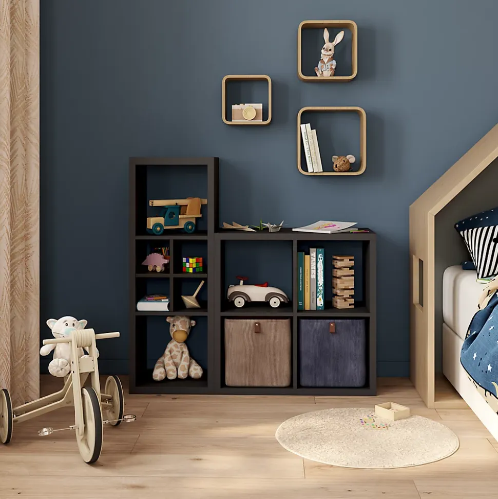 Étagère modulable 7 cubes avec 2 boîtes de rangement GoodHome Mixxit anthracite
