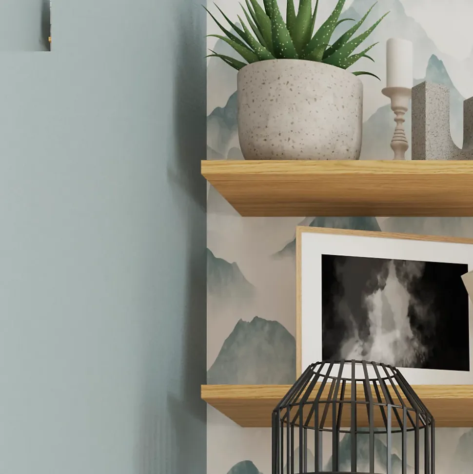 Étagère modulable 9 cubes avec 3 portes en rotin GoodHome Mixxit effet bois