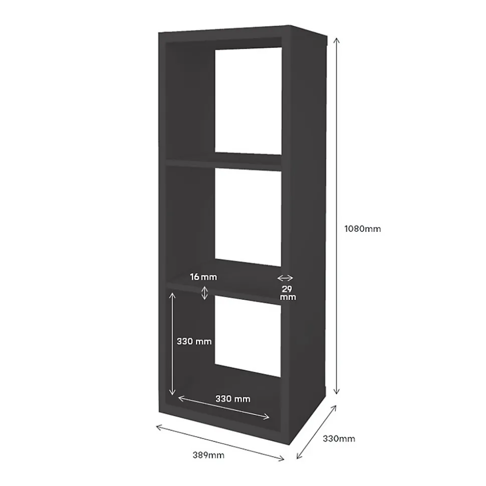 Étagère modulable 3 cubes GoodHome Mixxit anthracite l. 38,9cm x H. 108cm