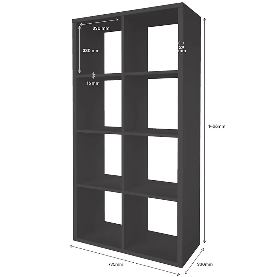 Étagère modulable 8 cubes GoodHome Mixxit anthracite l. 73,5cm x H. 142,6cm