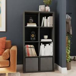Étagère modulable 8 cubes GoodHome Mixxit anthracite l. 73,5cm x H. 142,6cm