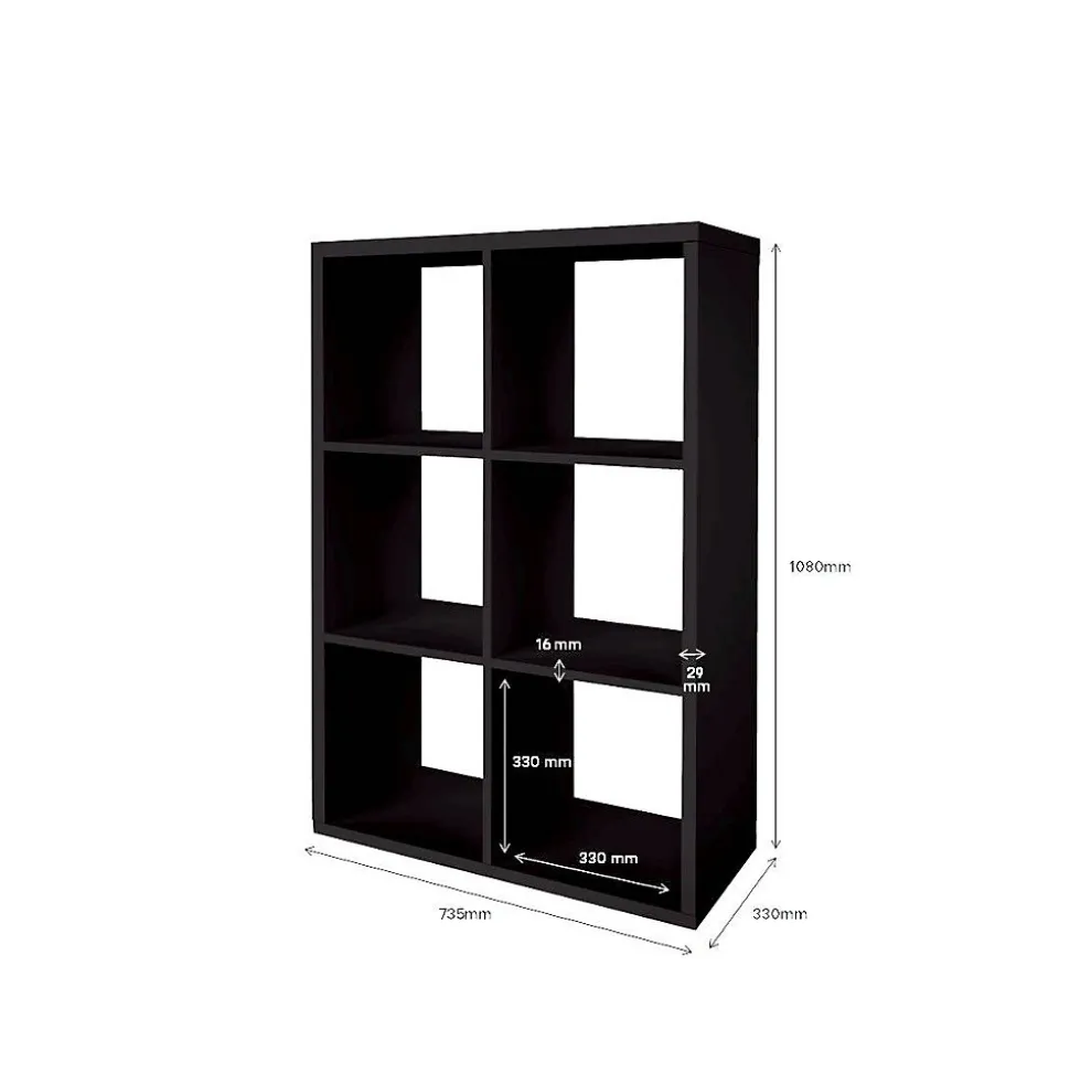 Étagère modulable 6 cubes GoodHome Mixxit noir