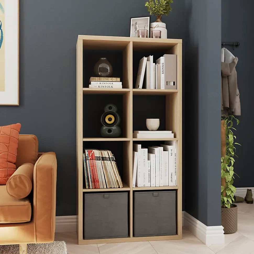 Étagère modulable 8 cubes GoodHome Mixxit effet chêne l. 73,5cm x H. 142,6cm