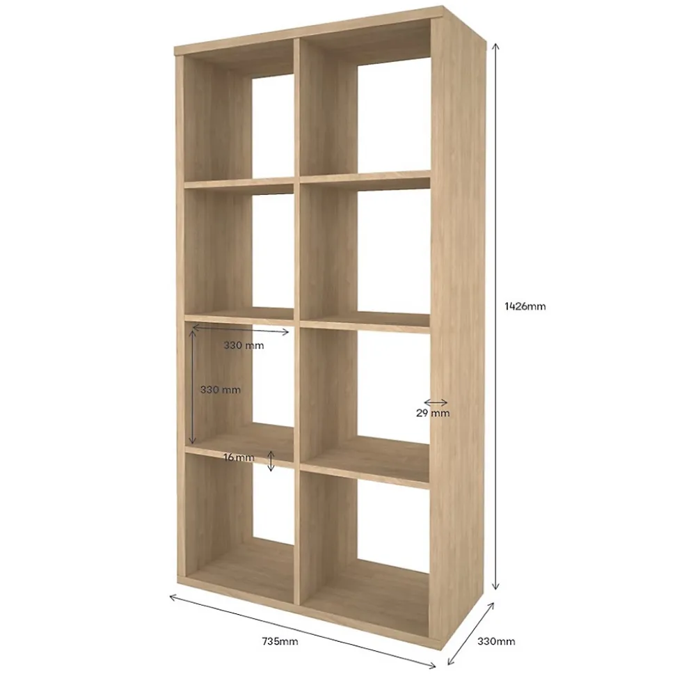 Étagère modulable 8 cubes GoodHome Mixxit effet chêne l. 73,5cm x H. 142,6cm