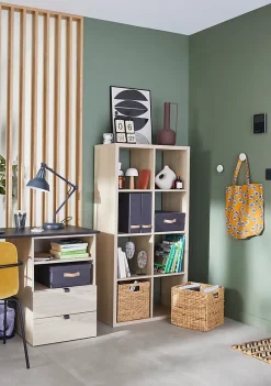 Étagère modulable 8 cubes GoodHome Mixxit effet chêne l. 73,5cm x H. 142,6cm