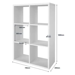 Étagère modulable 6 cubes GoodHome Mixxit blanc l. 73,5cm x H. 108cm