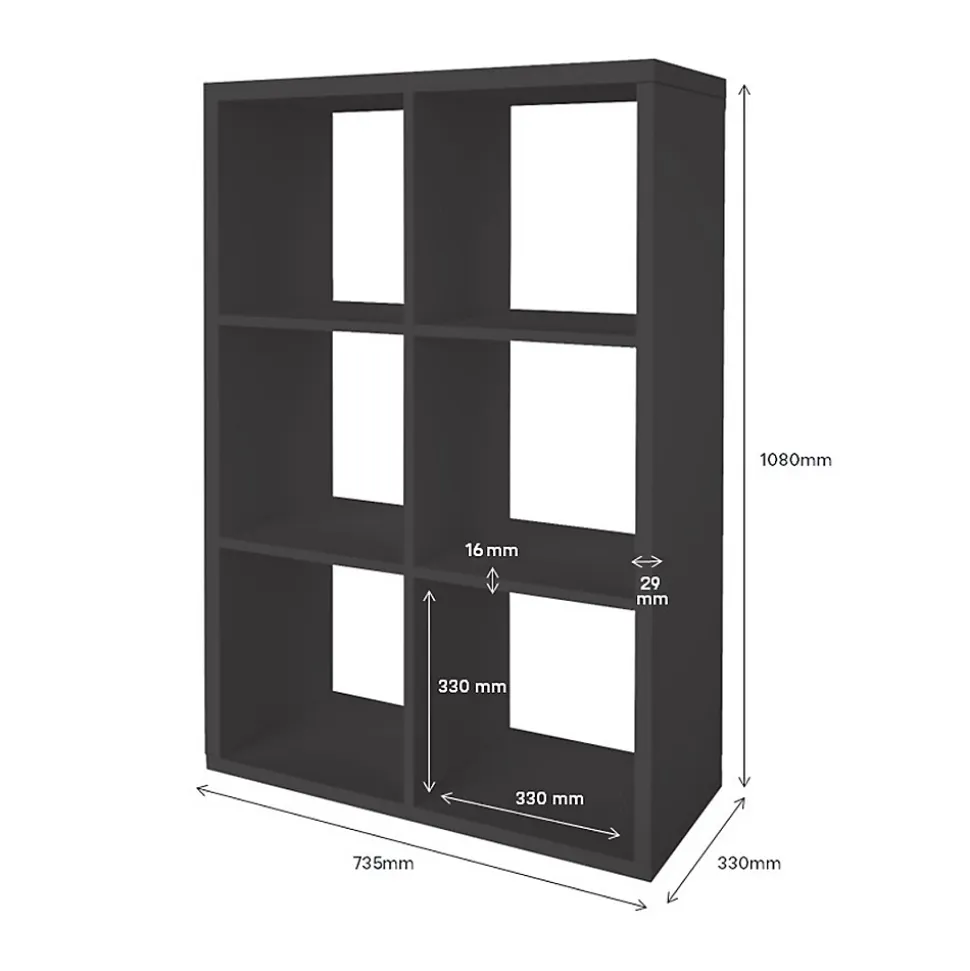 Étagère modulable 6 cubes GoodHome Mixxit anthracite l. 73,5cm x H. 108cm
