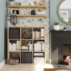 Étagère modulable 9 cubes GoodHome Mixxit effet chêne l. 108,1 x H. 108 cm