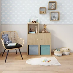 Étagère modulable 2 cubes GoodHome Mixxit effet chêne H. 73,5cm x l. 38,8cm
