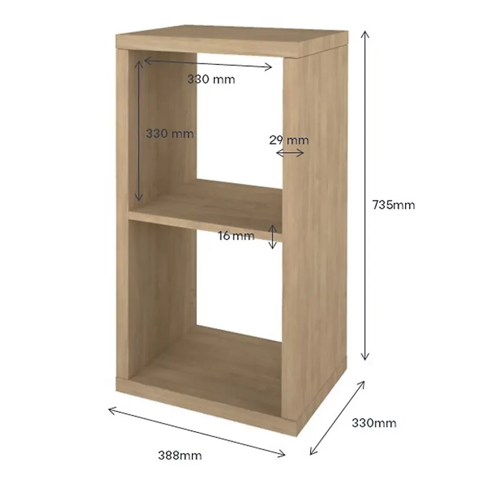 Étagère modulable 2 cubes GoodHome Mixxit effet chêne H. 73,5cm x l. 38,8cm