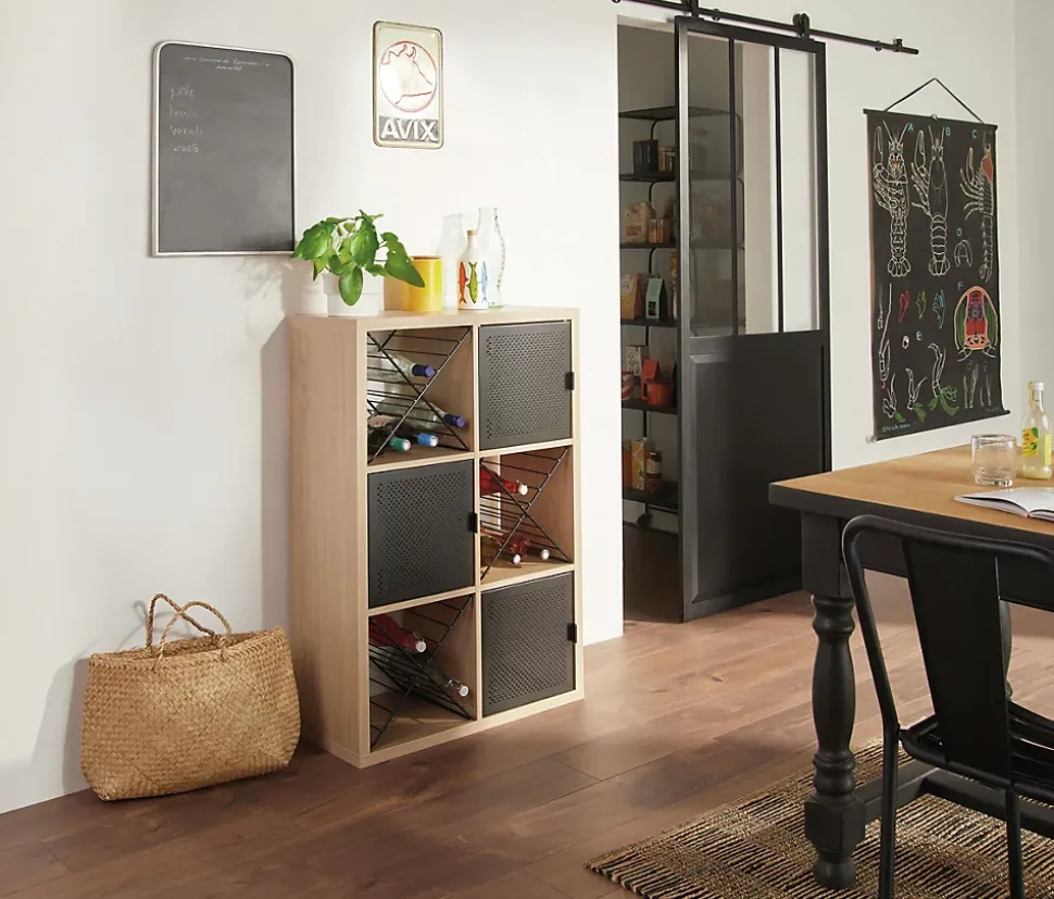 Étagère modulable 6 cubes GoodHome Mixxit effet chêne l. 73,5cm x H. 108cm