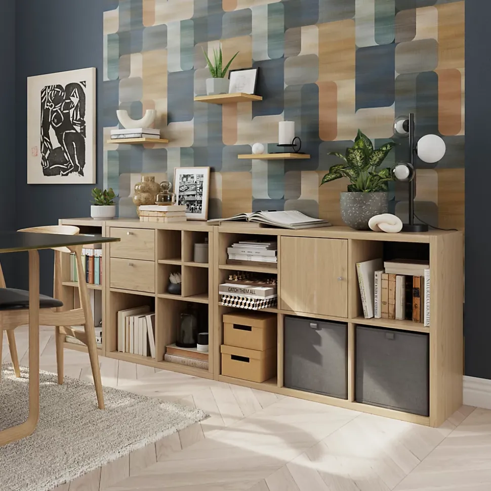 Étagère modulable 6 cubes GoodHome Mixxit effet chêne l. 73,5cm x H. 108cm