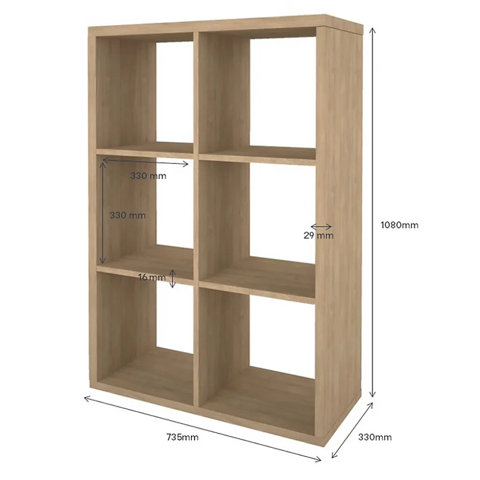 Étagère modulable 6 cubes GoodHome Mixxit effet chêne l. 73,5cm x H. 108cm