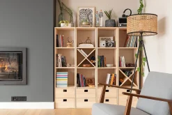 Étagère modulaire Dinamic avec 5 cubes en pin massif 174,6x36,2x33cm