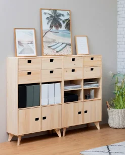 Étagère modulaire Dinamic avec 3 cubes en pin massif 105,4x36,2x33cm