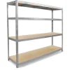 Étagère métal de rangement pour garage, atelier, sous sol avec 4 étages- Capacité 1400 kg - L. 237 x P. 60 x H. 200 cm