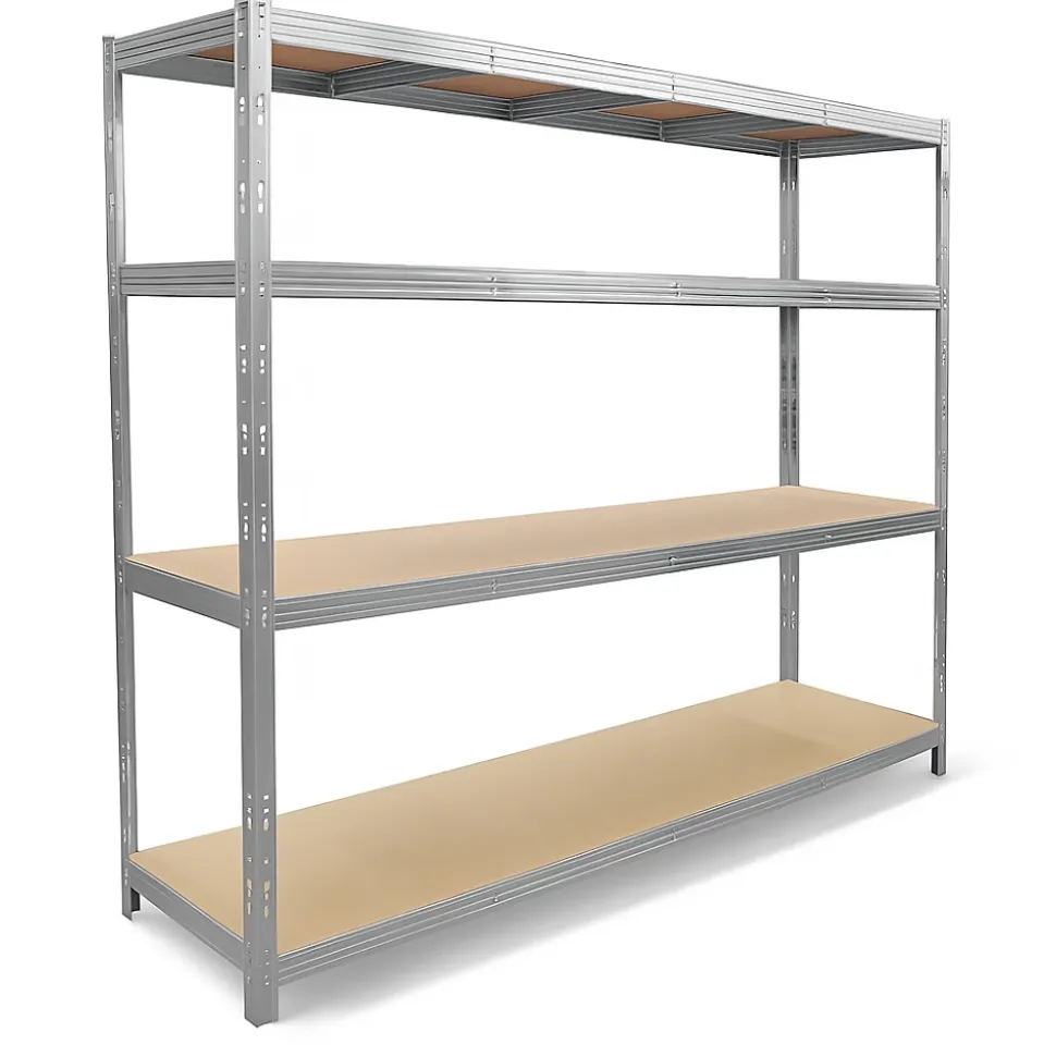 Étagère métal de rangement pour garage, atelier, sous sol avec 4 étages- Capacité 1400 kg - L. 237 x P. 60 x H. 200 cm