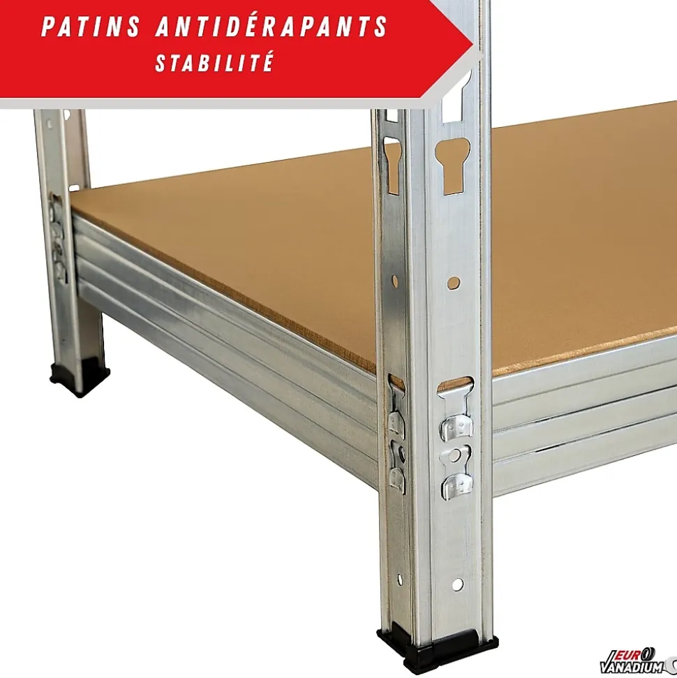 Étagère métal de rangement pour garage, atelier, sous sol avec 4 étages- Capacité 1400 kg - L. 237 x P. 60 x H. 200 cm