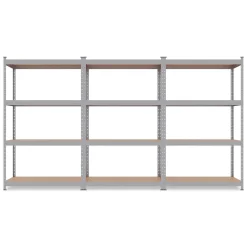 Étagère métal rangement charges lourdes - max 960 kg -12 plateaux - L.210 x P. 30 x H.150 cm