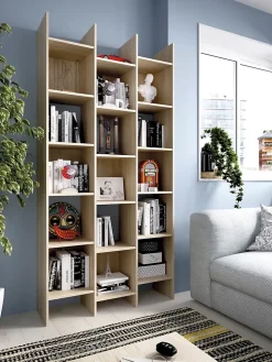 Étagère multi espaces coloris naturel - Dim : 192 x 96 x 29 cm