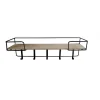 Étagère murale 60 cm plateau décor bois 5 patères métal - CINCO