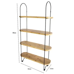Étagère murale 4 tablettes et 2 échelles effet bambou Box & Beyond H. 88 x L. 50 x P. 15 cm