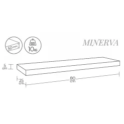 Étagère murale alvéolée en bois, wengé, 80x25x5 cm - Minerva
