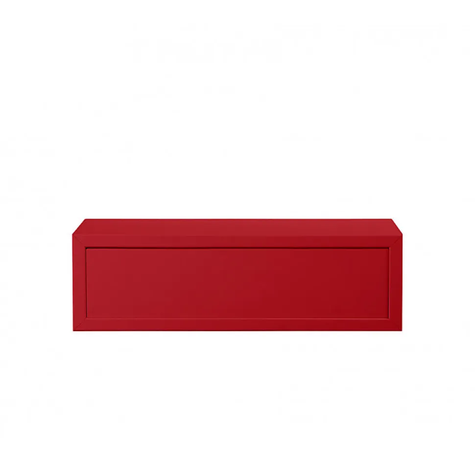 Étagère murale avec tiroir, table de chevet suspendue, rouge, 45x13,4x20 cm - Legolo