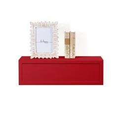 Étagère murale avec tiroir, table de chevet suspendue, rouge, 45x13,4x20 cm - Legolo