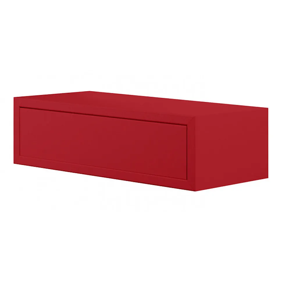 Étagère murale avec tiroir, table de chevet suspendue, rouge, 45x13,4x20 cm - Legolo
