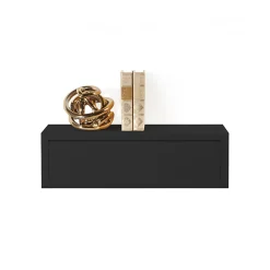 Étagère murale avec tiroir, table de chevet suspendue, étagère murale, noire, 45 x 13,4 x 20 cm - Legolo