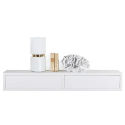 Étagère murale avec tiroir, table de chevet suspendue, étagère murale, blanche, 88,2 x 13,4 x 20 cm - Domino