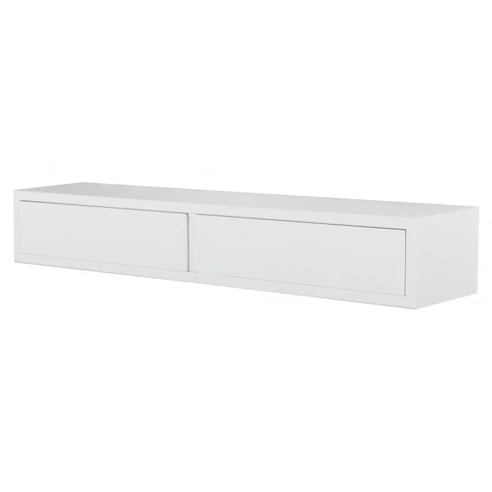 Étagère murale avec tiroir, table de chevet suspendue, étagère murale, blanche, 88,2 x 13,4 x 20 cm - Domino