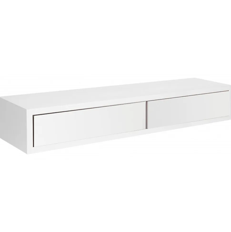 Étagère murale avec tiroir, table de chevet suspendue, étagère murale, blanche, 88,2 x 13,4 x 20 cm - Domino
