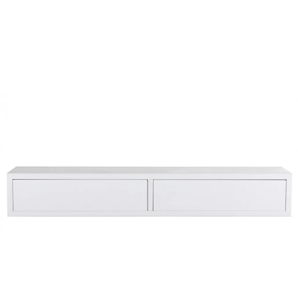 Étagère murale avec tiroir, table de chevet suspendue, étagère murale, blanche, 88,2 x 13,4 x 20 cm - Domino