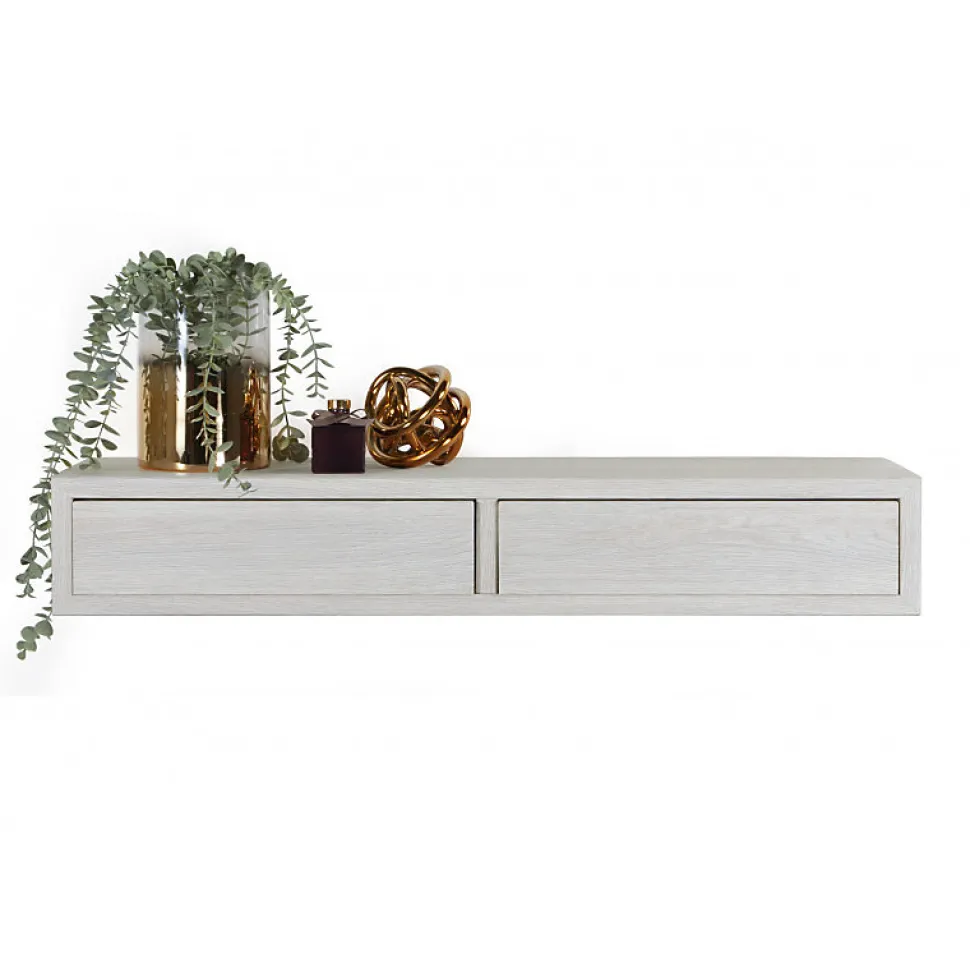 Étagère murale avec tiroir, table de chevet suspendue, chêne blanchi, 88,2x13,4x23,7 cm - Domino Maxi